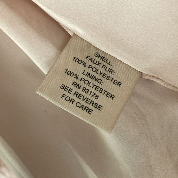 Philosophy light pink collared pockets faux fur teddy jacket Sz M wood buttons - Picture 7 of 10